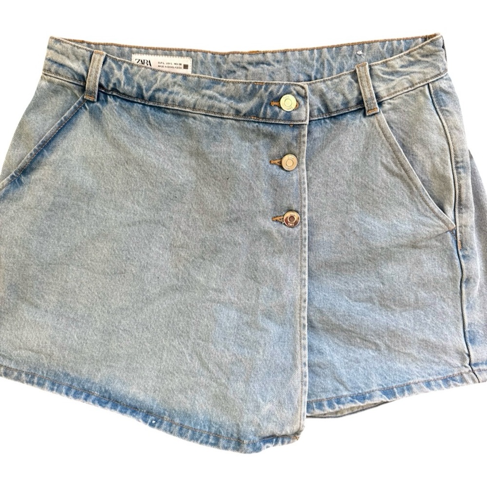 Zara Light Blue Denim Skort Size Large